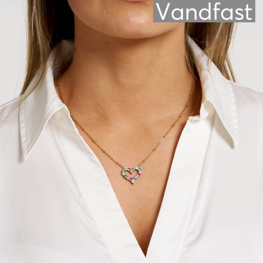 ANNEBRAUNER Big Heart Rose/Pink Halskæde 18K Guldbelagt