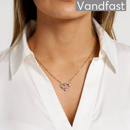 ANNEBRAUNER Big Heart Rose/Pink Halskæde 18K Guldbelagt