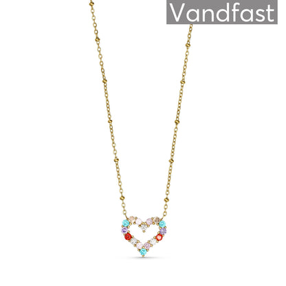 ANNEBRAUNER Big Multicolor Heart Halskæde 18K Guldbelagt