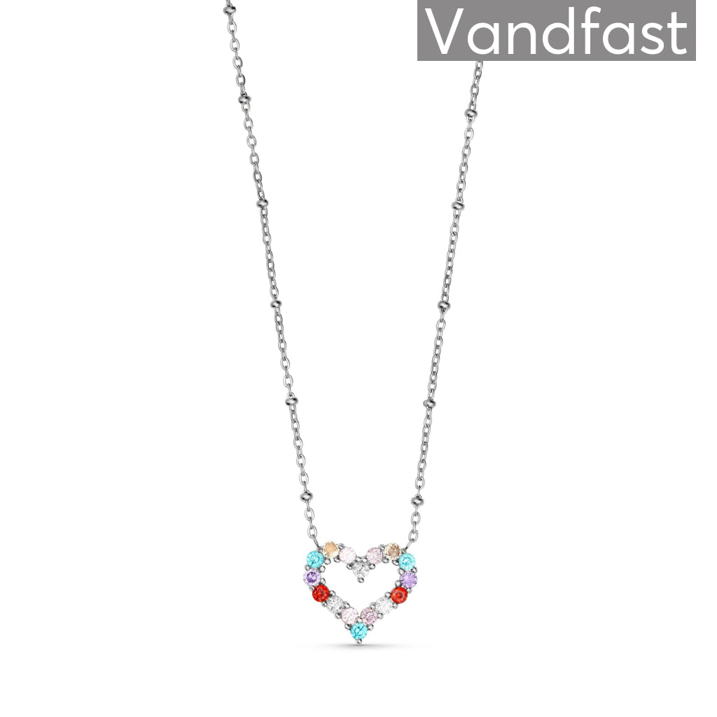 ANNEBRAUNER Big Multicolor Heart Halskæde