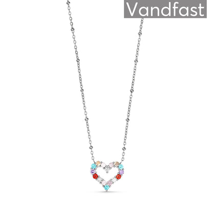 ANNEBRAUNER Big Multicolor Heart Halskæde
