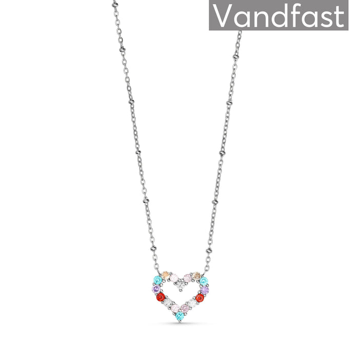 ANNEBRAUNER Big Multicolor Heart Halskæde