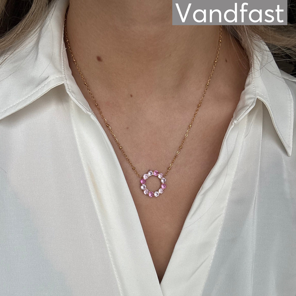 ANNEBRAUNER Big Pink/Rose Circle Halskæde 18K Guldbelagt - Halskæde