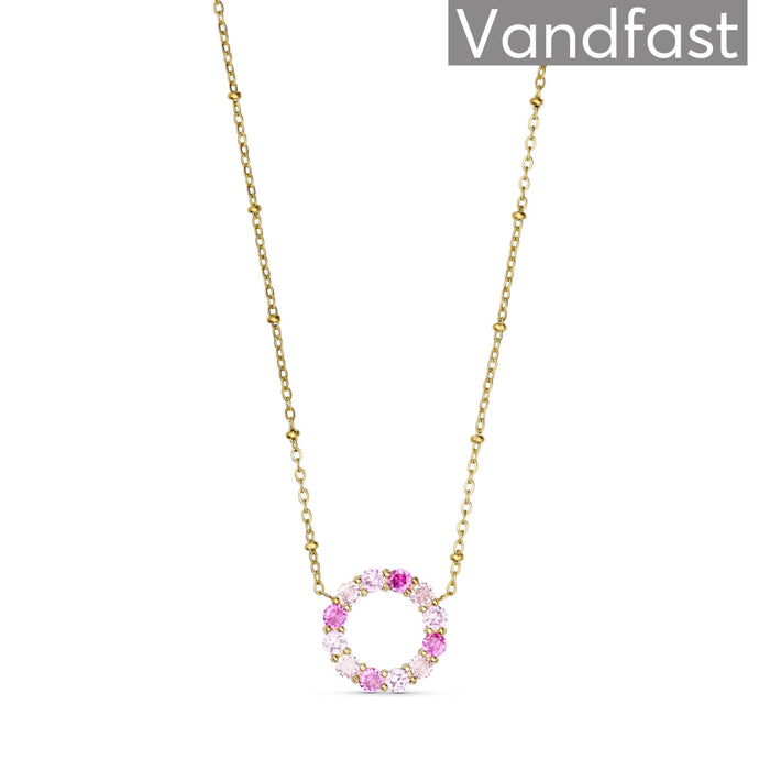 ANNEBRAUNER Big Pink/Rose Circle Halskæde 18K Guldbelagt