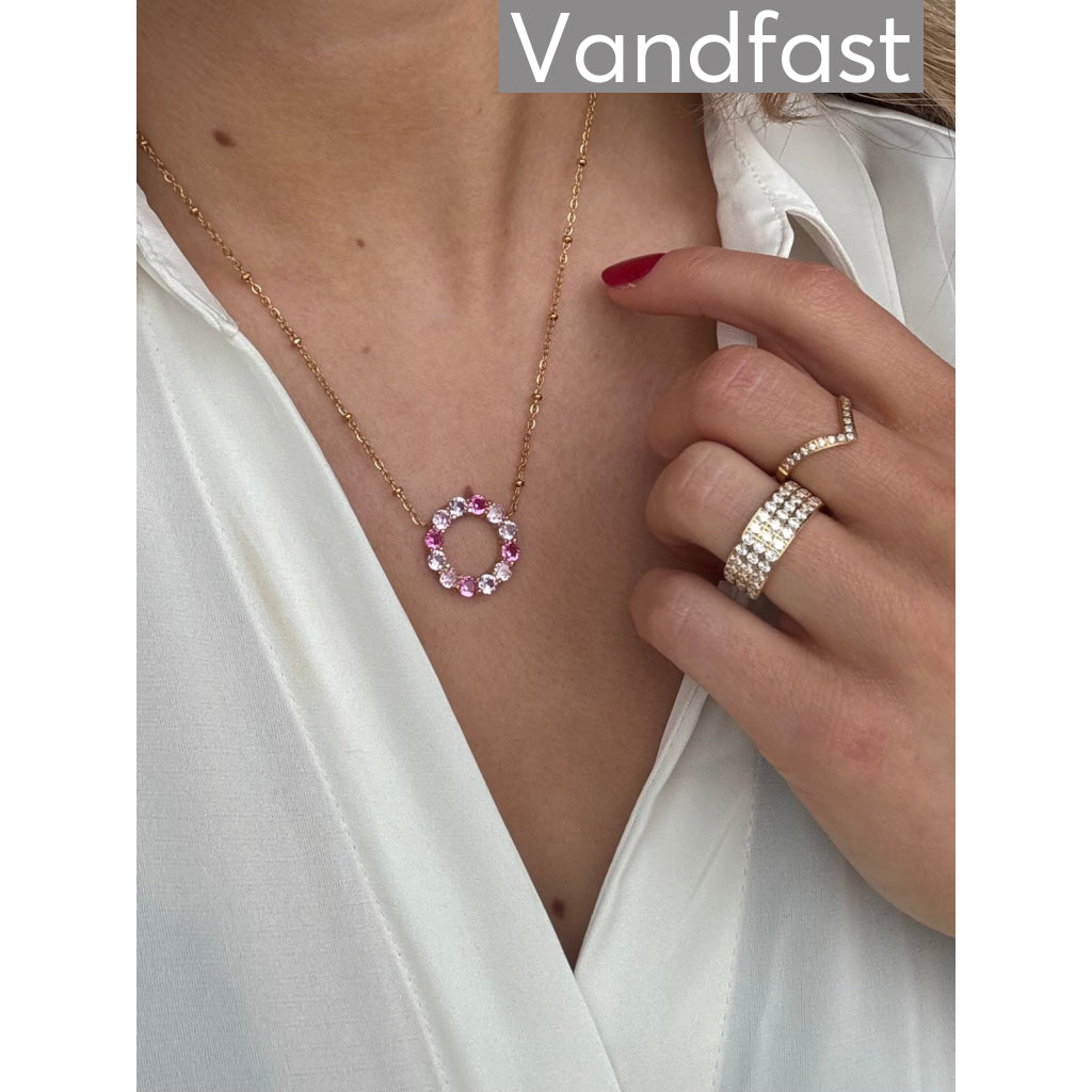 ANNEBRAUNER Big Pink/Rose Circle Halskæde 18K Guldbelagt - Halskæde
