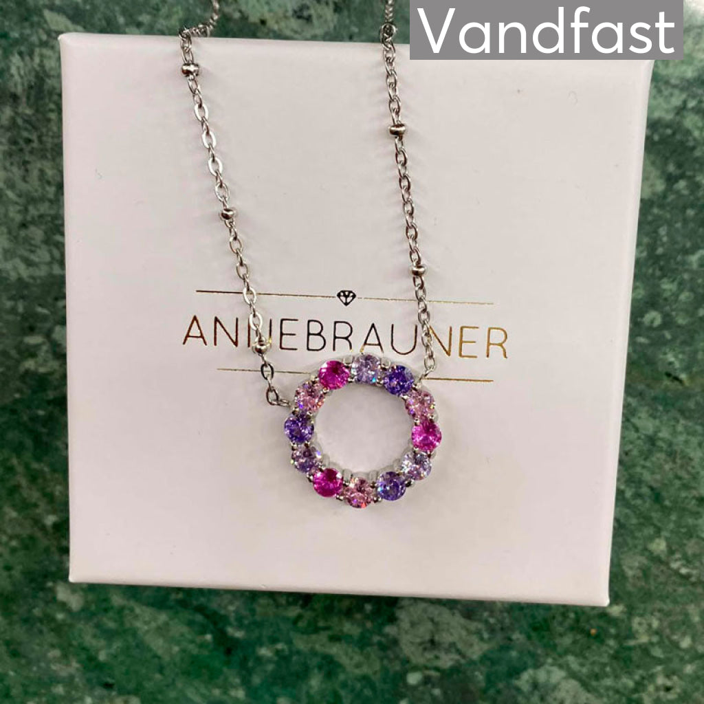 Annebrauner Big Rose/Violet Mix Circle Necklace