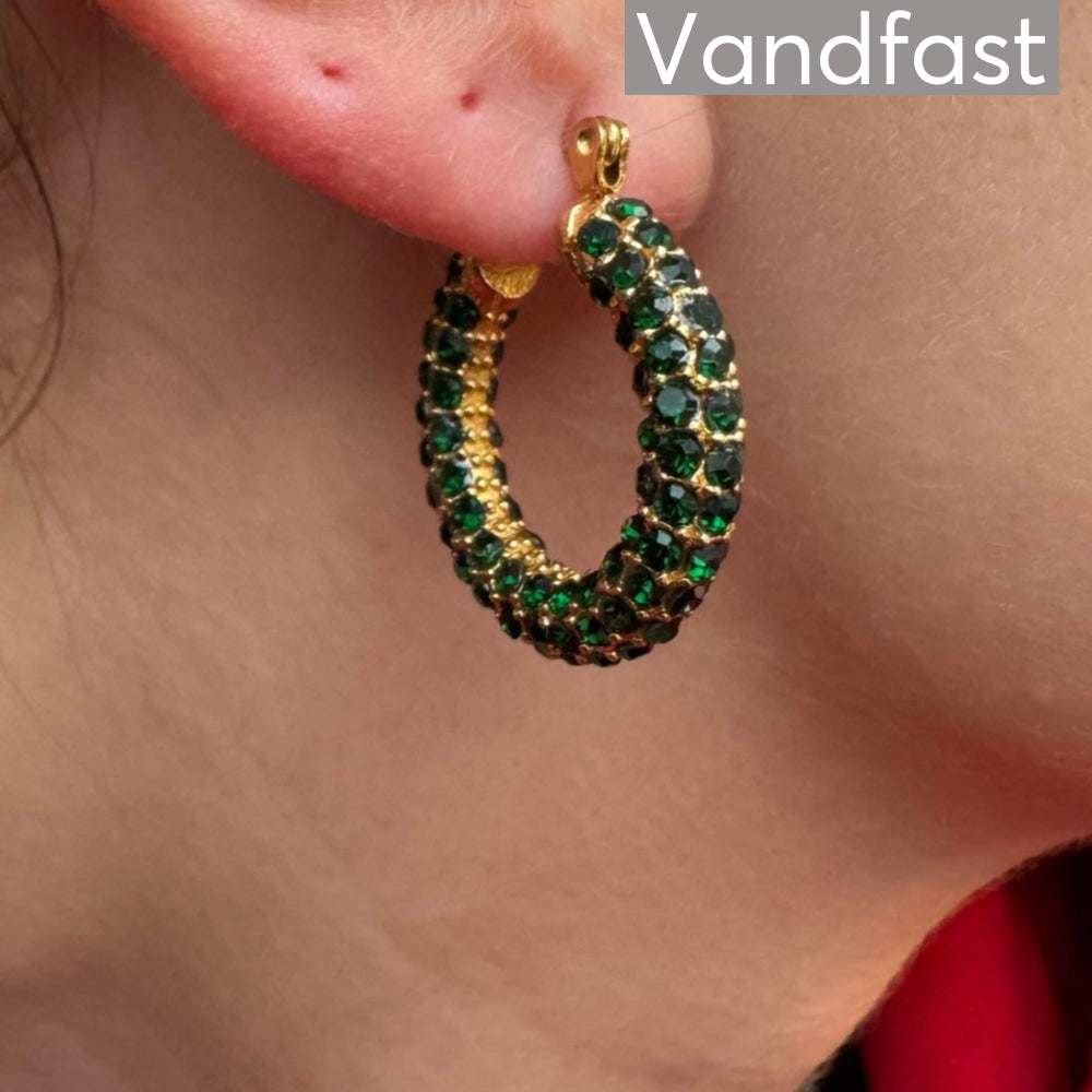 Annebrauner Big Sparkling Party Green Earrings