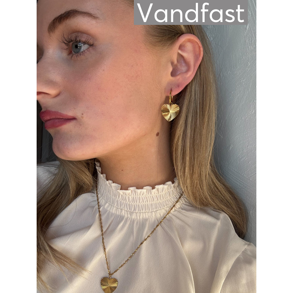 ANNEBRAUNER Big Sun Texture Heart Øreringe 18K Guldbelagt - Ørering