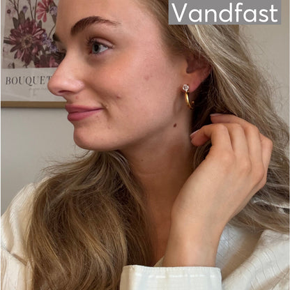 ANNEBRAUNER Big Zirconia Hoop Øreringe 18K Guldbelagt - Ørering