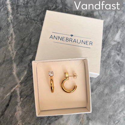 ANNEBRAUNER Big Zirconia Hoop Øreringe 18K Guldbelagt - Ørering