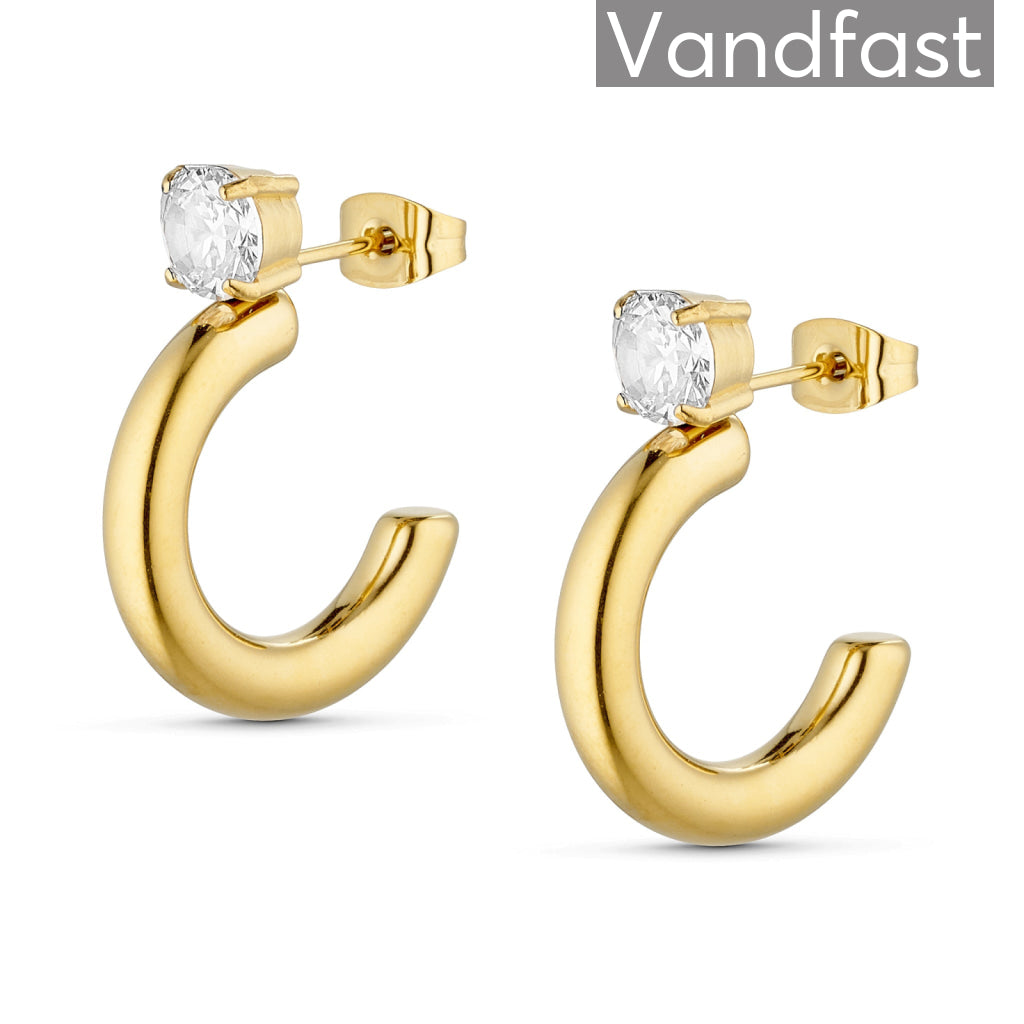 ANNEBRAUNER Big Zirconia Hoop Øreringe 18K Guldbelagt - Ørering
