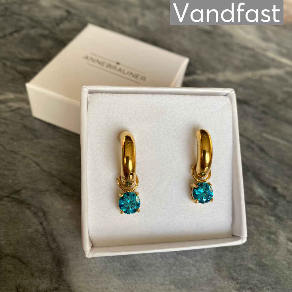 ANNEBRAUNER Creole Blue Zirconia Øreringe 18K Guldbelagt