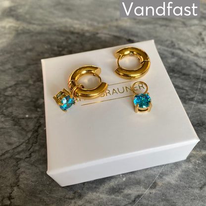 ANNEBRAUNER Creole Blue Zirconia Øreringe 18K Guldbelagt