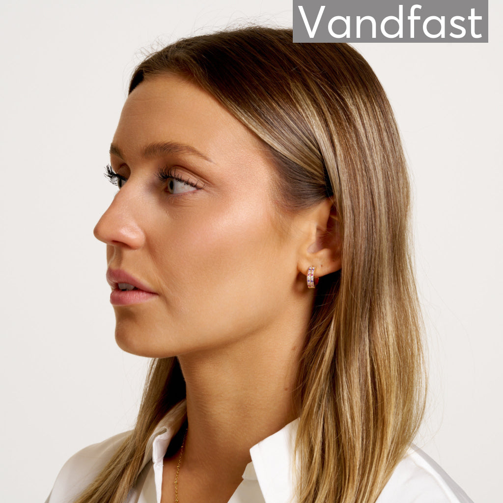 ANNEBRAUNER Creole Double Line Rose/Violet Mix Øreringe