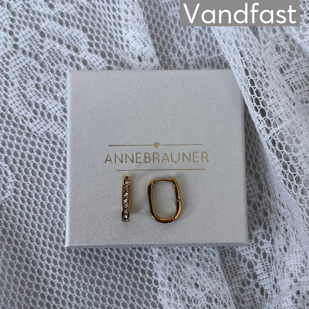 ANNEBRAUNER Creole Oval Zirconia Øreringe 18K Guldbelagt