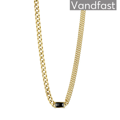 ANNEBRAUNER Double Panzer Black Zirconia Halskæde 18K Guldbelagt