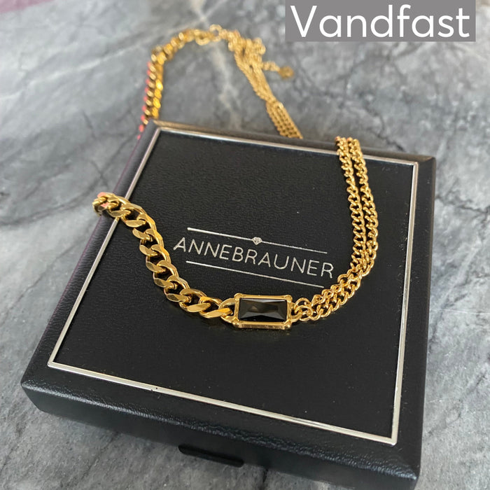 ANNEBRAUNER Double Panzer Black Zirconia Halskæde 18K Guldbelagt
