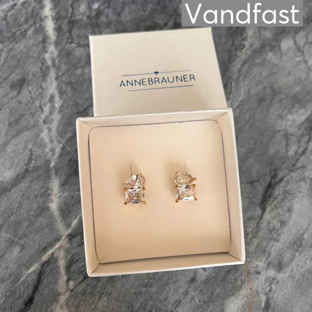ANNEBRAUNER Drop Square Ørestikker 18K Guldbelagt - Ørering