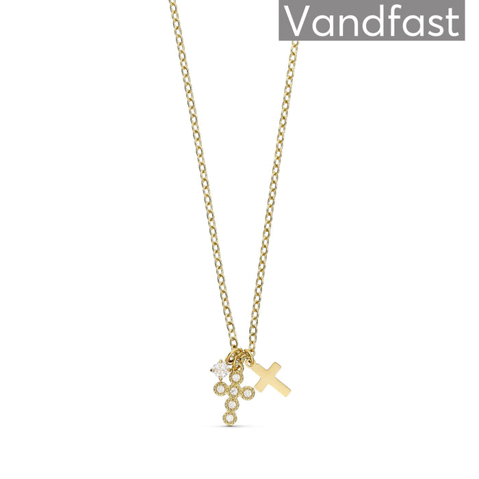 ANNEBRAUNER Elegant Zirconia Cross Halskæde 18K Guldbelagt - Halskæde