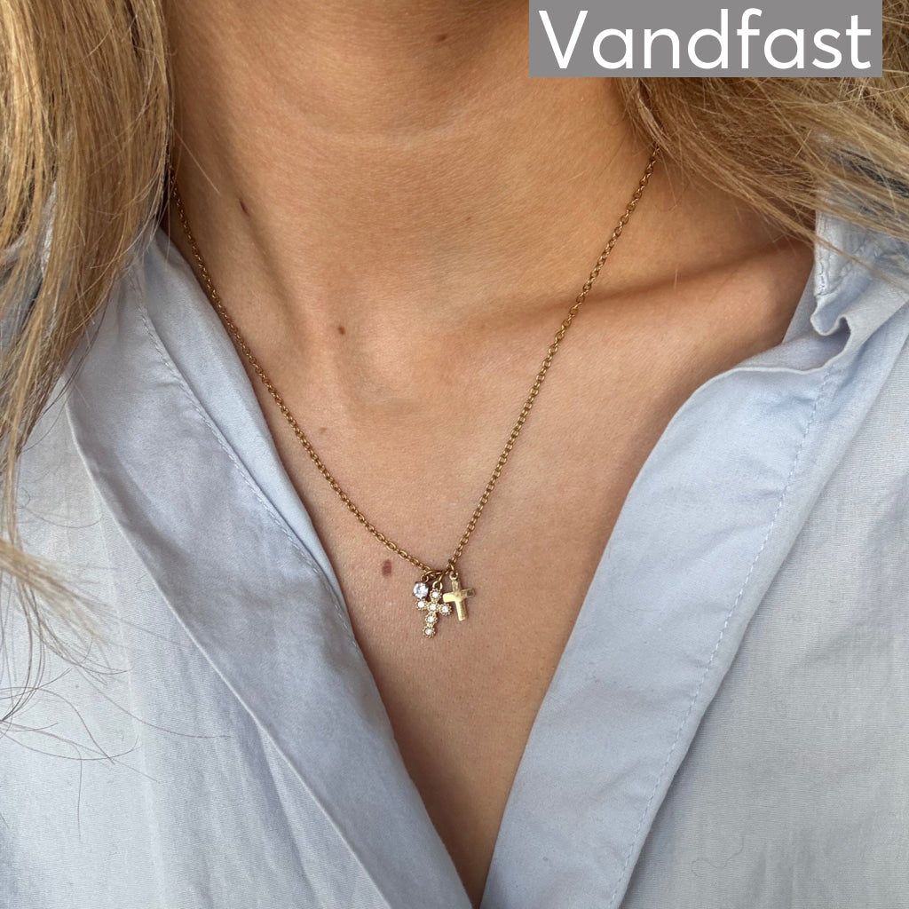 ANNEBRAUNER Elegant Zirconia Cross Halskæde 18K Guldbelagt - Halskæde