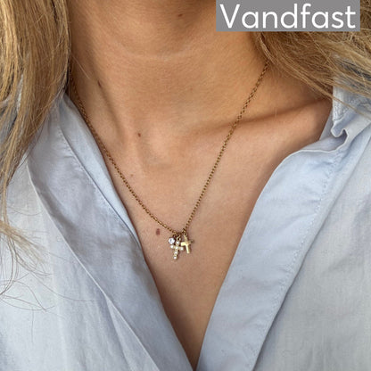 ANNEBRAUNER Elegant Zirconia Cross Halskæde 18K Guldbelagt - Halskæde