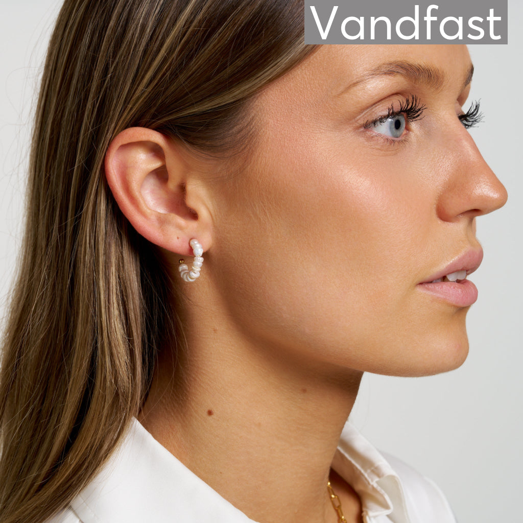 ANNEBRAUNER Freshwater Pearl Hoops Øreringe 18K Guldbelagt