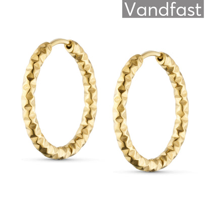 ANNEBRAUNER Hammered Creole 22 mm Øreringe 18K Guldbelagt