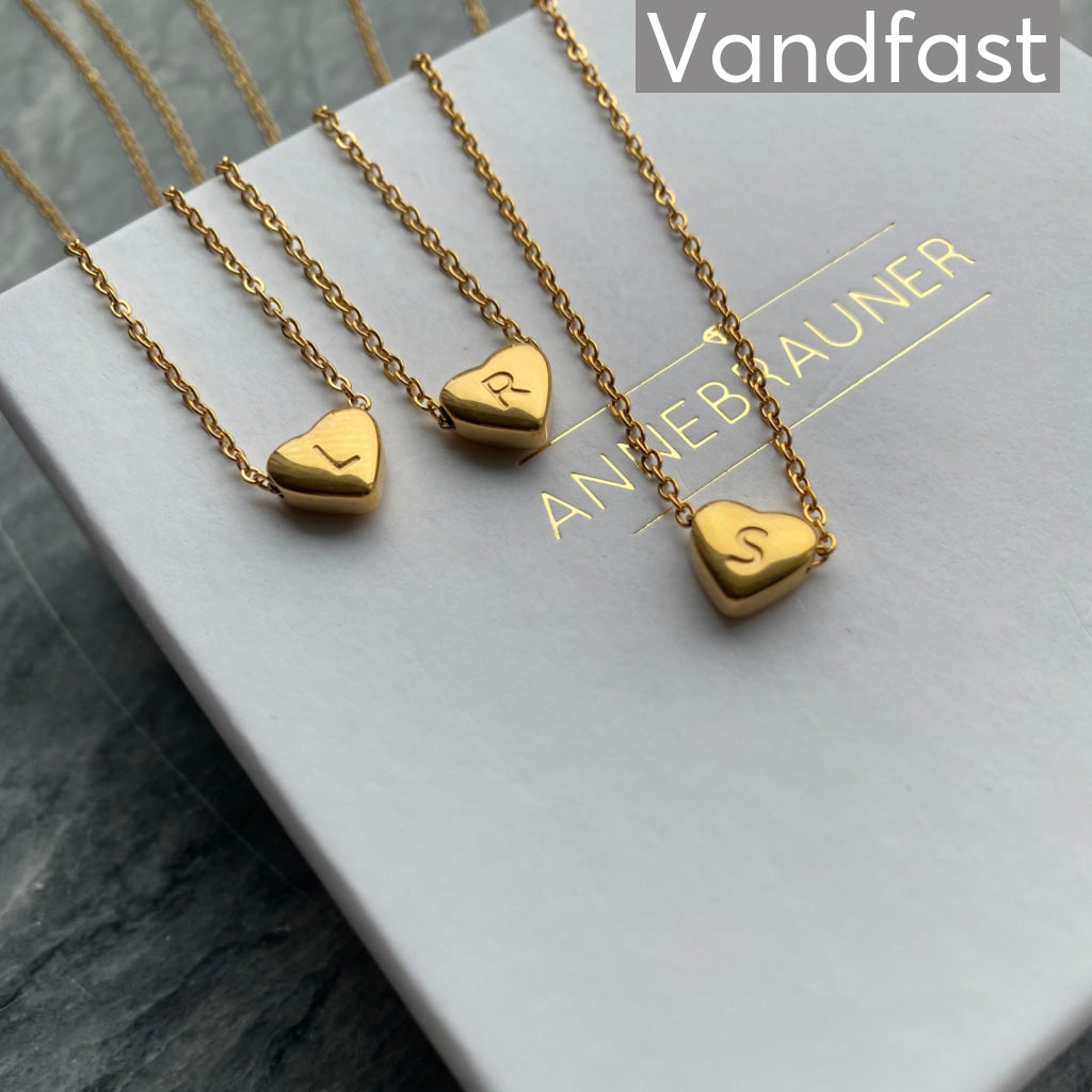 ANNEBRAUNER Heart Letter Halskæde 18k Guldbelagt