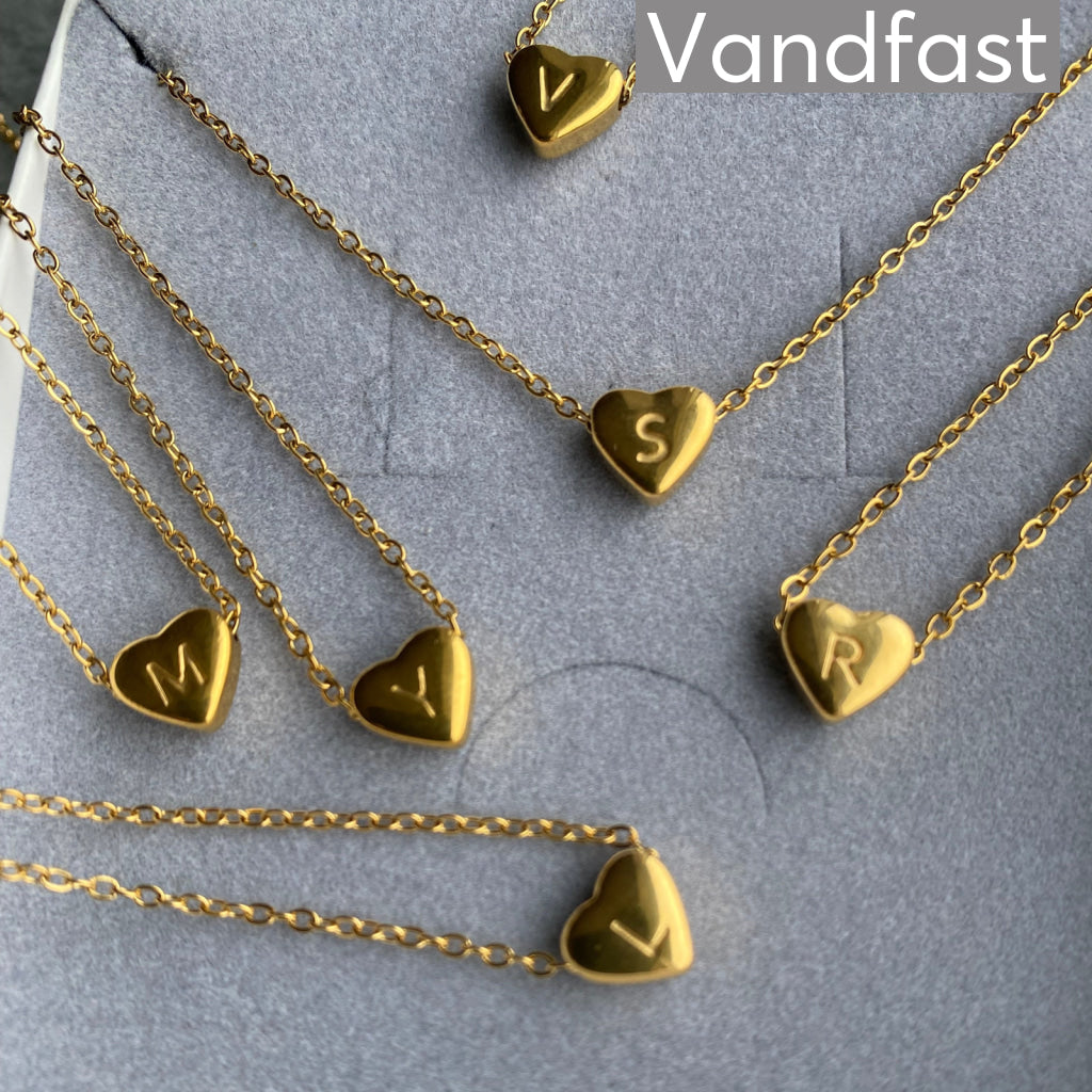 ANNEBRAUNER Heart Letter Halskæde 18k Guldbelagt