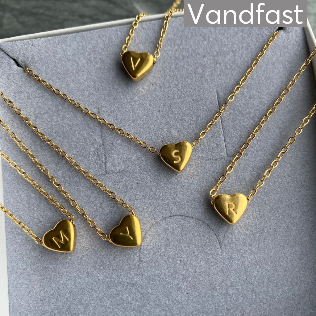 ANNEBRAUNER Heart Letter Halskæde 18k Guldbelagt