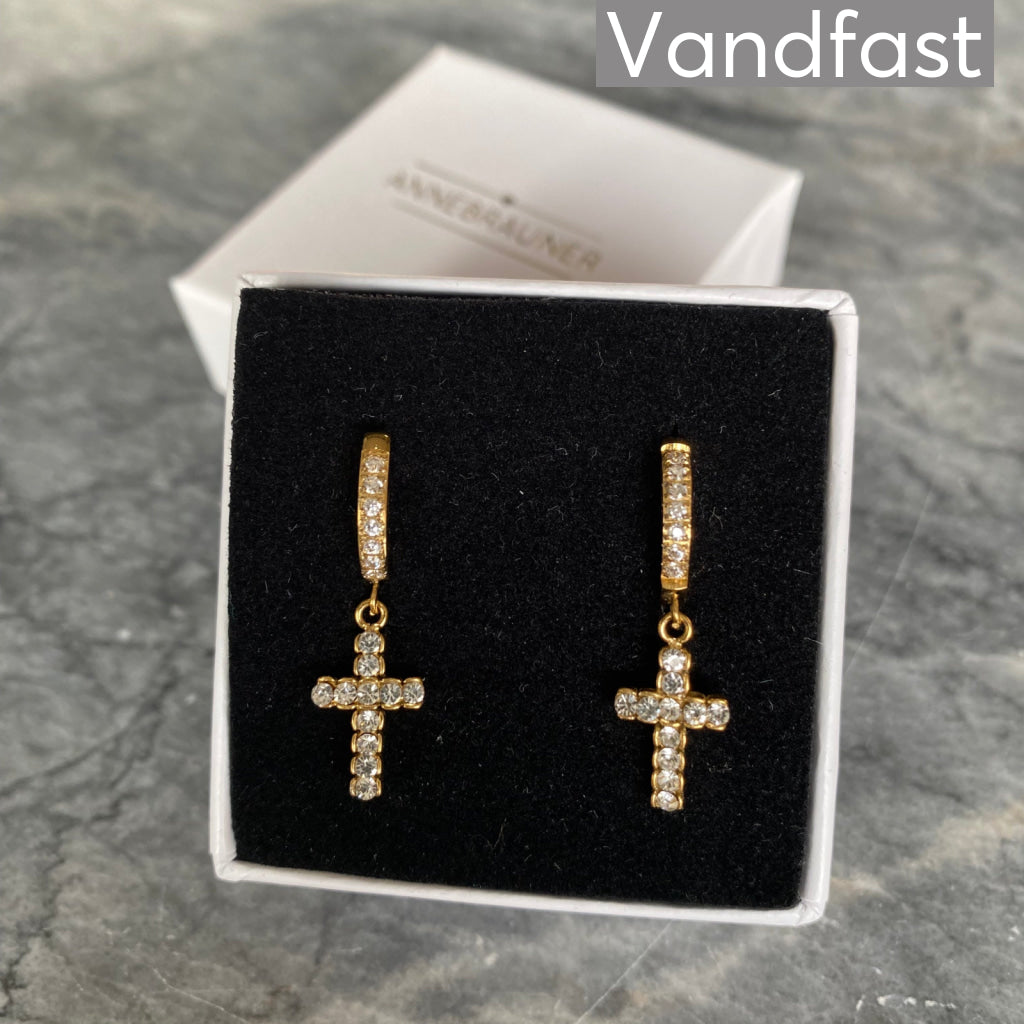 ANNEBRAUNER Kors Zirconia Creoler 18K Guldbelagt