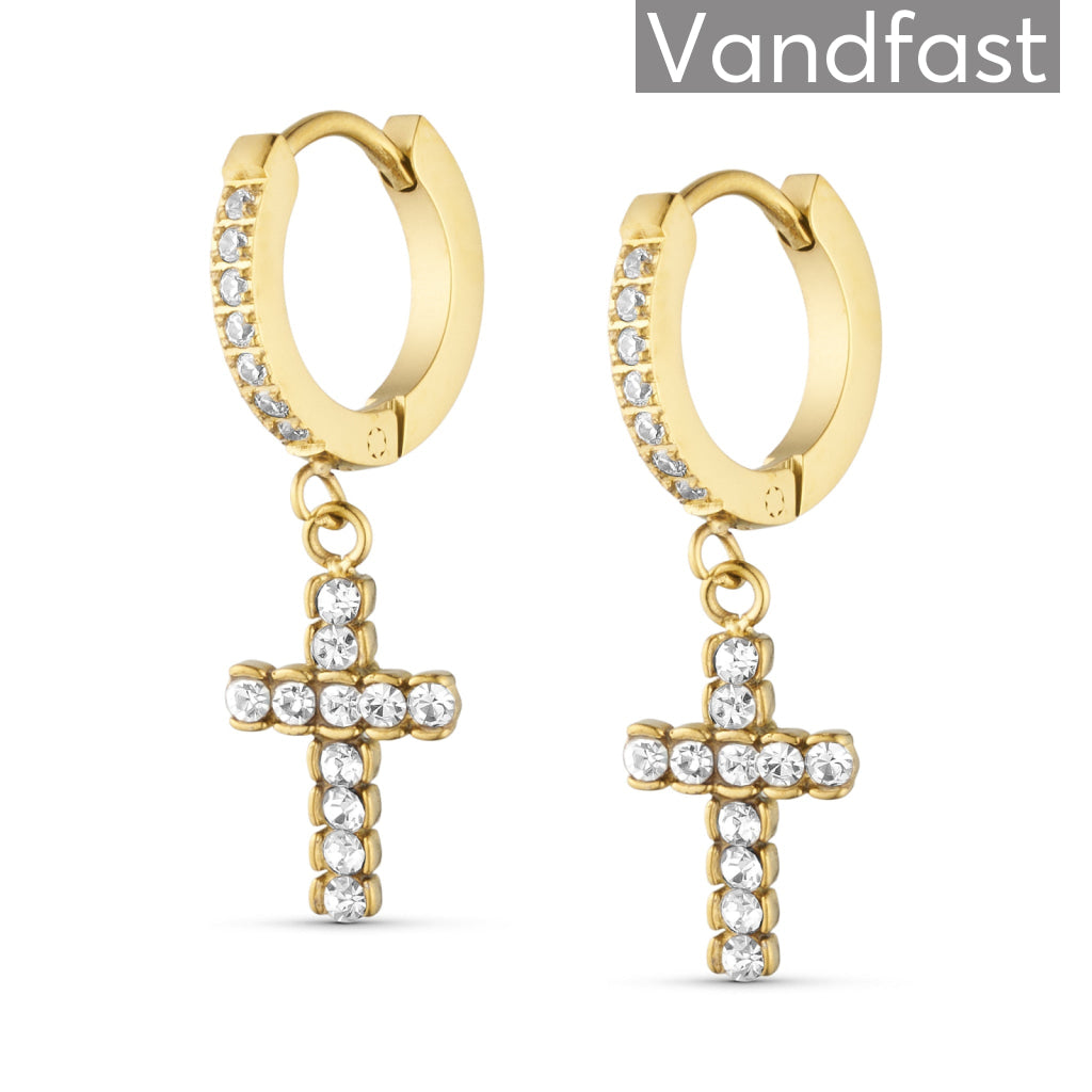 ANNEBRAUNER Kors Zirconia Creoler 18K Guldbelagt