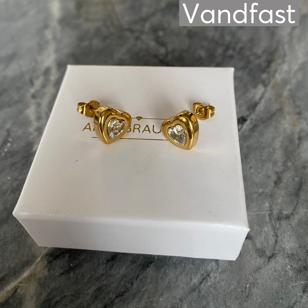 ANNEBRAUNER Palermo Heart Zirconia Øreringe 18K Guldbelagt
