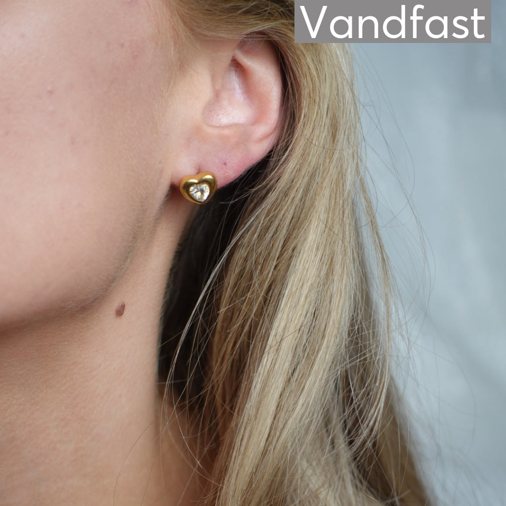 ANNEBRAUNER Palermo Heart Zirconia Øreringe 18K Guldbelagt