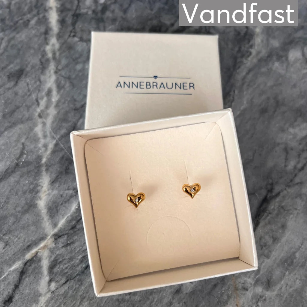 ANNEBRAUNER Palermo mini Heart Ziconia ørestikker 18K Guldbelagt - Ørering
