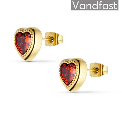 ANNEBRAUNER Passion Heart Red Øreringe 18K Guldbelagt
