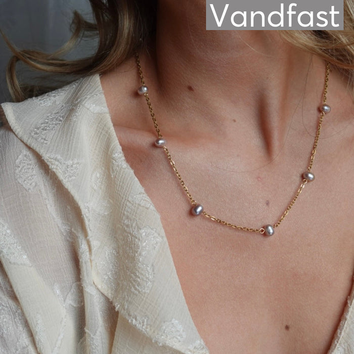 ANNEBRAUNER Pearl Grey Halskæde 18K Guldbelagt