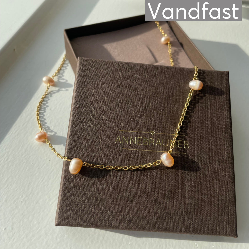 ANNEBRAUNER Pearl Light Pink Halskæde 18K Guldbelagt