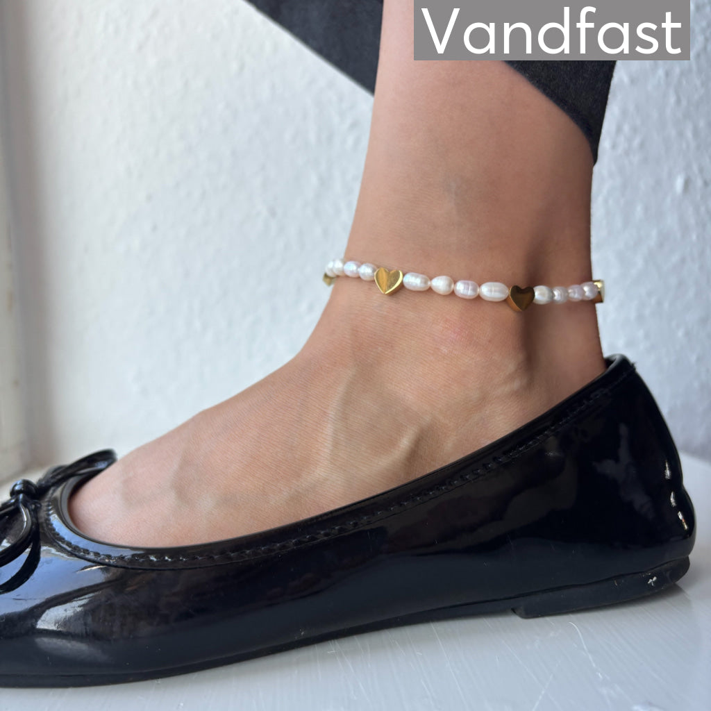 ANNEBRAUNER Pearl Love Ankelkæde 18K Guldbelagt - ankelkæde