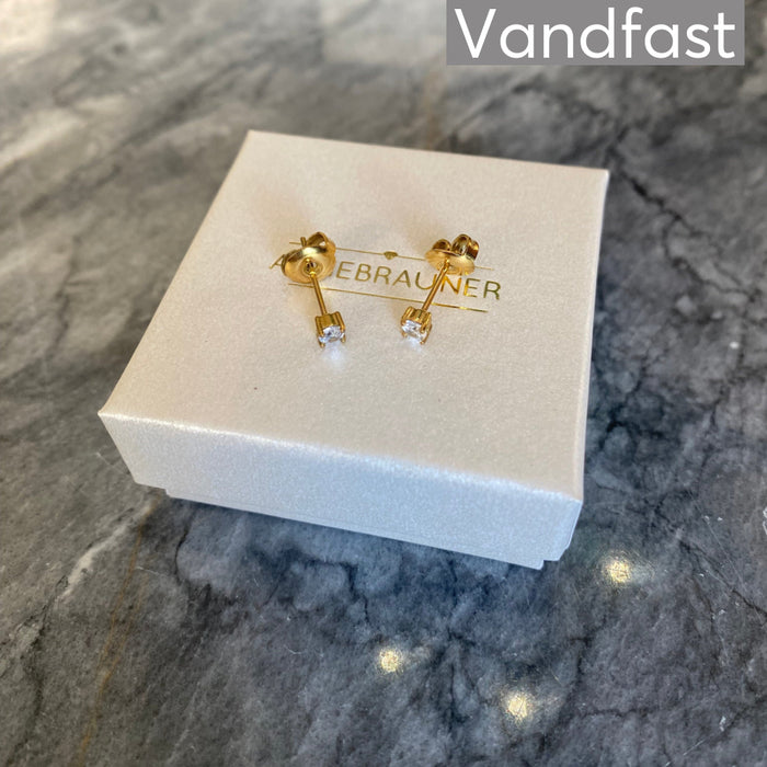 ANNEBRAUNER Princess 3 mm Clear Øreringe 18K Guldbelagt