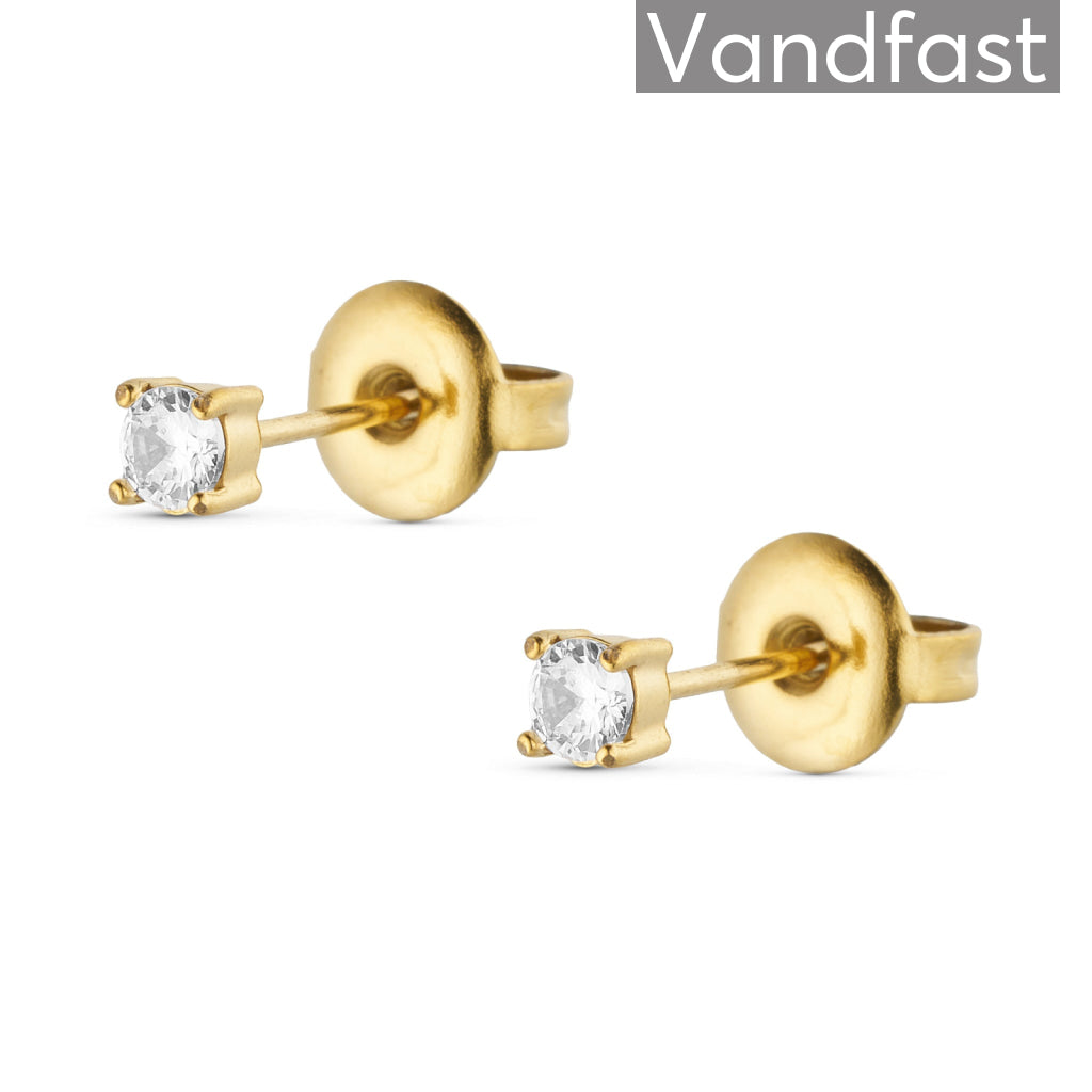 ANNEBRAUNER Princess 3 mm Clear Øreringe 18K Guldbelagt - Ørering