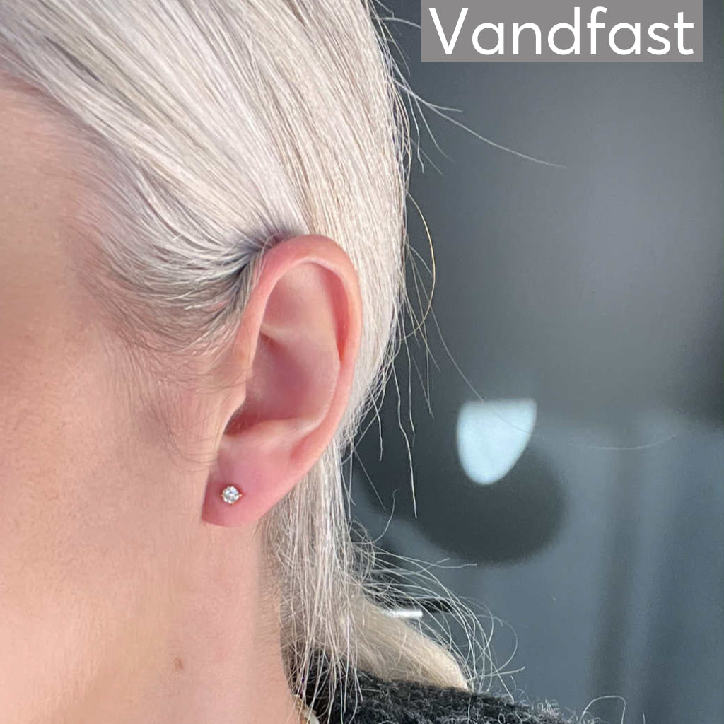 ANNEBRAUNER Princess 3 mm Clear Øreringe 18K Guldbelagt