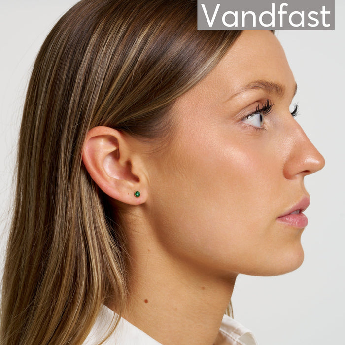 ANNEBRAUNER Princess 4mm L-Green Øreringe 18K Guldbelagt