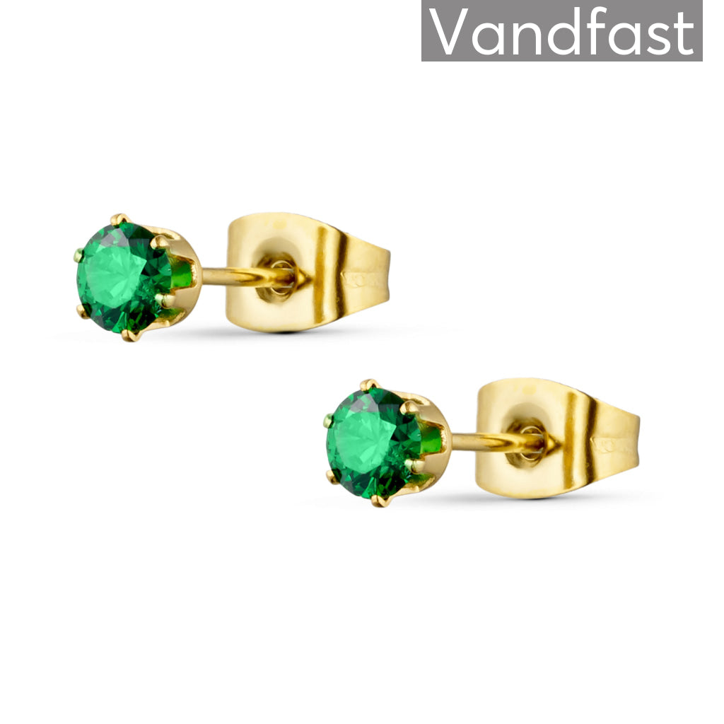 ANNEBRAUNER Princess 4mm L-Green Øreringe 18K Guldbelagt