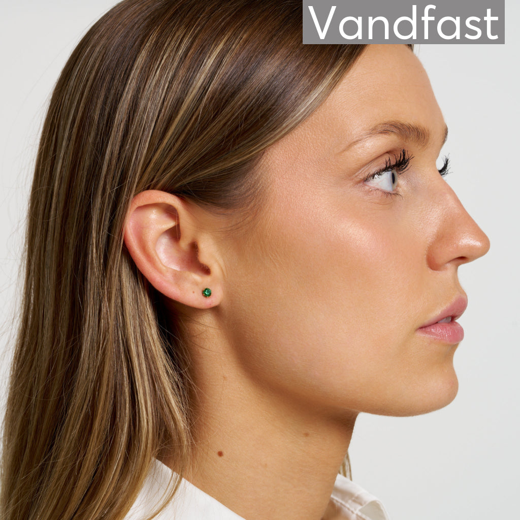 ANNEBRAUNER Princess 4mm L-Green Øreringe 18K Guldbelagt