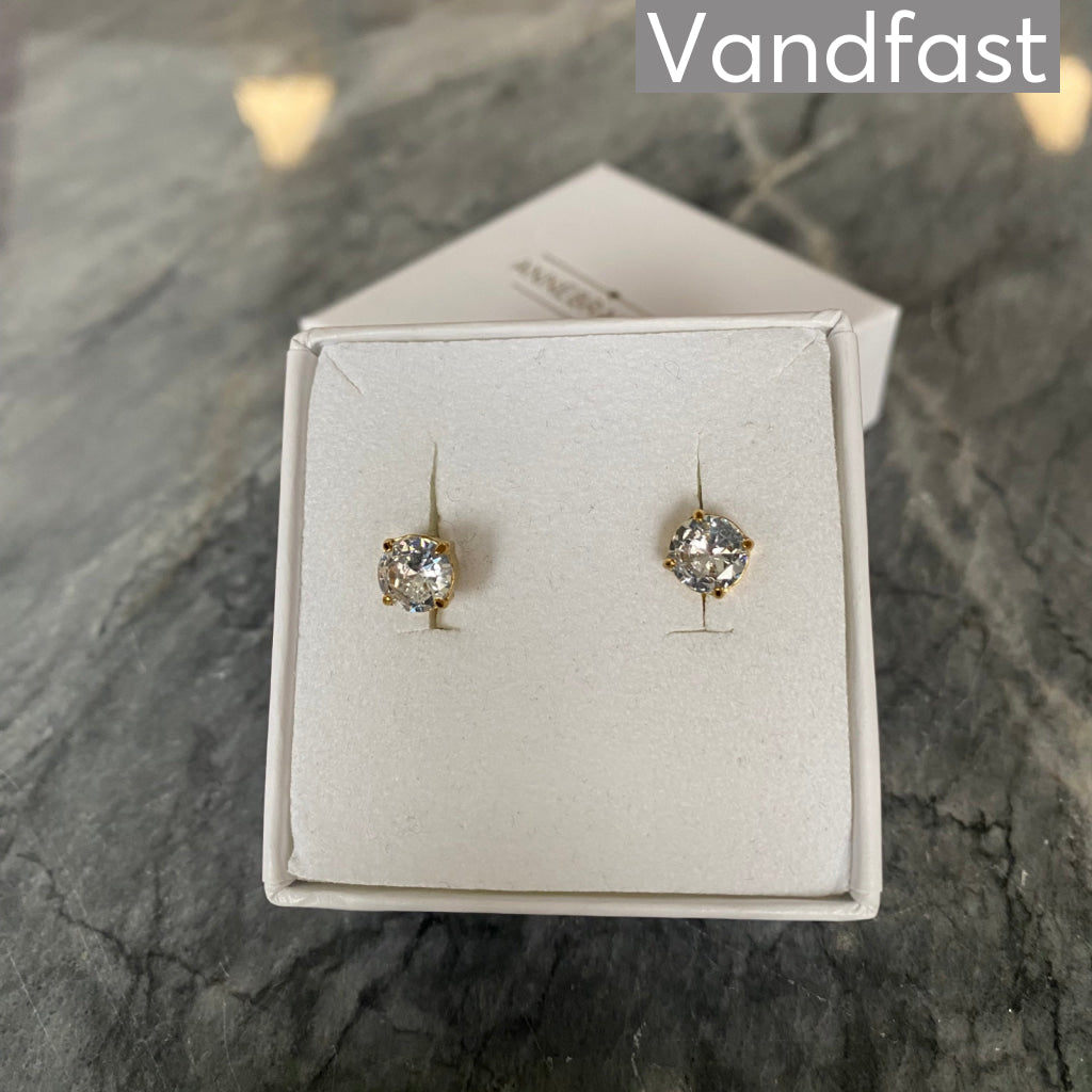 ANNEBRAUNER Princess 6 mm Clear Øreringe 18K Guldbelagt