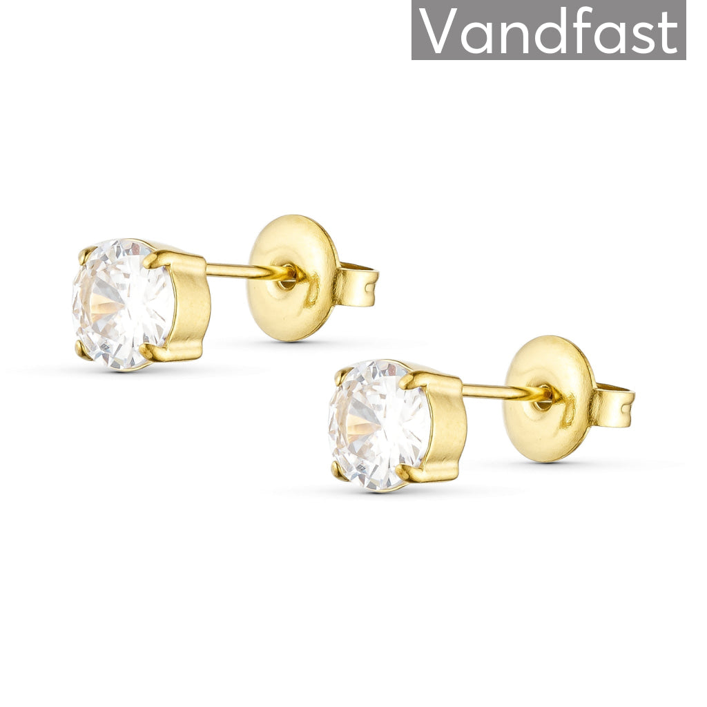 ANNEBRAUNER Princess 6 mm Clear Øreringe 18K Guldbelagt