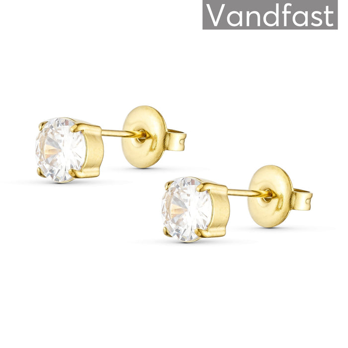 ANNEBRAUNER Princess 6 mm Clear Øreringe 18K Guldbelagt