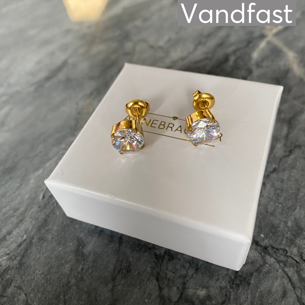 ANNEBRAUNER Princess 8 mm Clear Øreringe 18K Guldbelagt