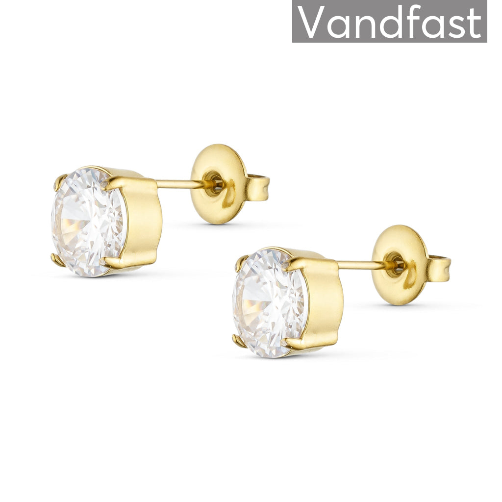 ANNEBRAUNER Princess 8 mm Clear Øreringe 18K Guldbelagt